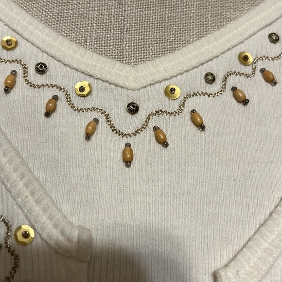 JH Collectibles sweater set. White with bead trim. . Sz 1x - Picture 4 of 7